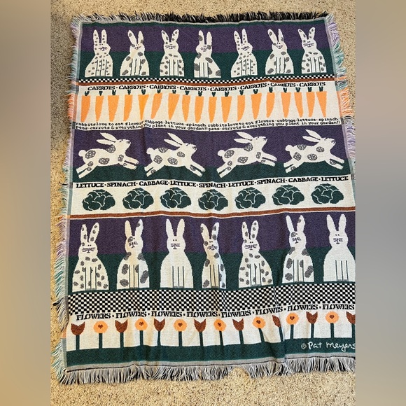 Vintage Pat Meyers Bunny Throw Blanket - Picture 1 of 1